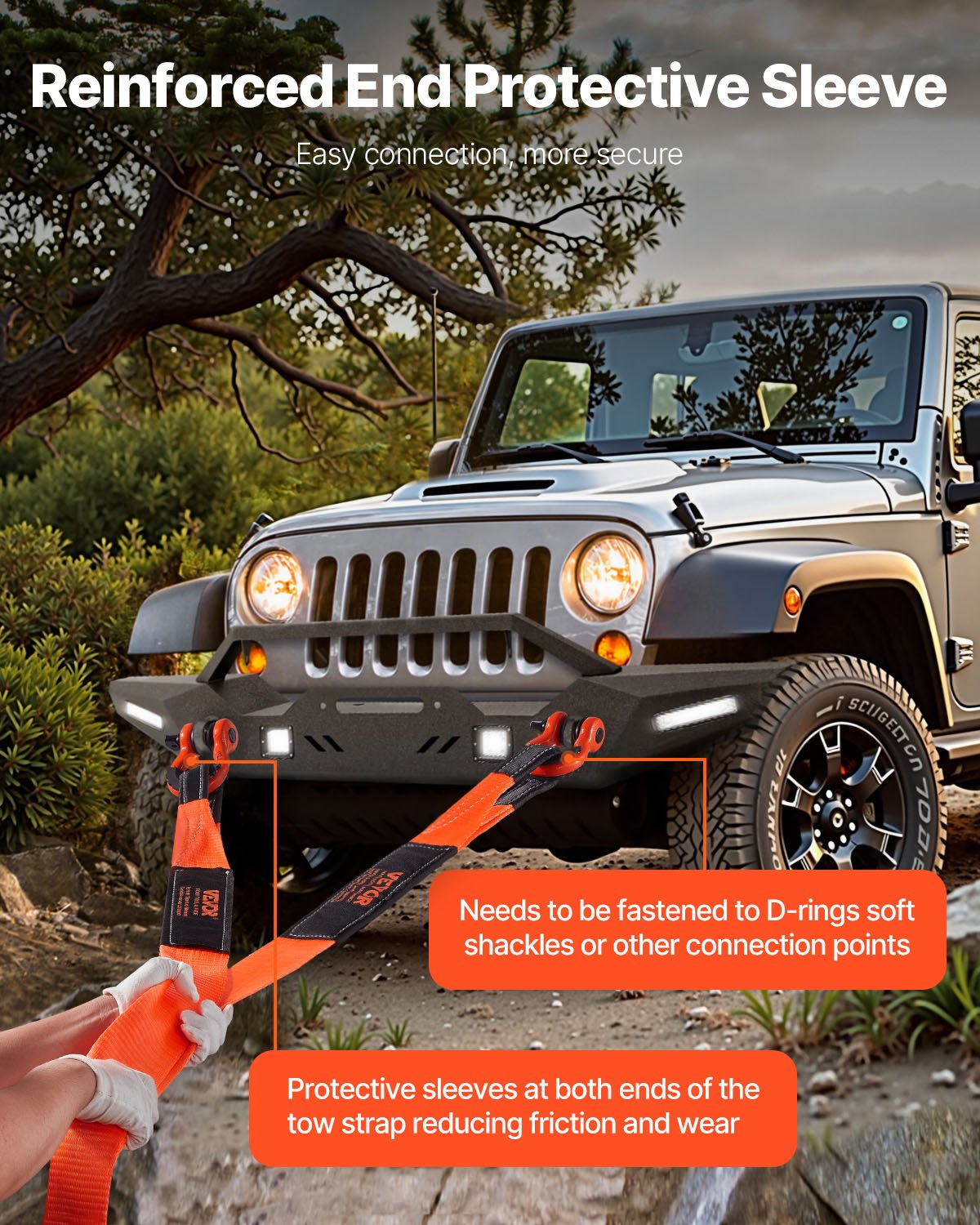 Recovery Tow Strap 3 inches, 8 feet 36,000 lbs Break Strength, Triple Reinforced Loop Straps, Tree Saver, Winch Line Extension Strap, Off Road Towing and Recovery, Extreme Weather Resistance
