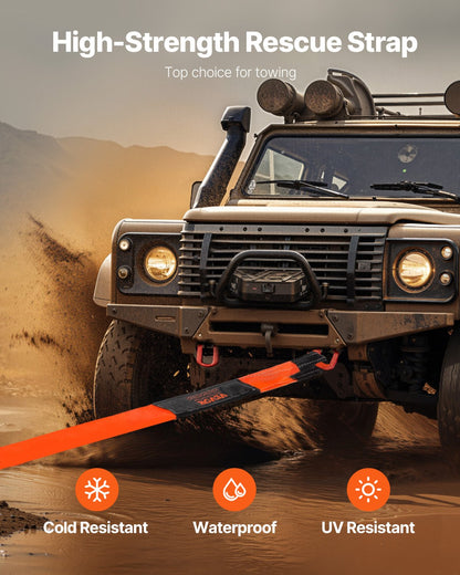Recovery Tow Strap 3 inches, 8 feet 36,000 lbs Break Strength, Triple Reinforced Loop Straps, Tree Saver, Winch Line Extension Strap, Off Road Towing and Recovery, Extreme Weather Resistance
