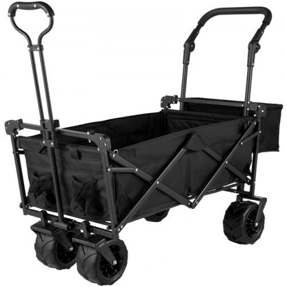 foldable trolley cart Black foldable trolley cart removable canopy 600D Oxford fabric foldable trolley oversized wheels Portable foldable trolley adjustable handles for beach, garden, sports | EU