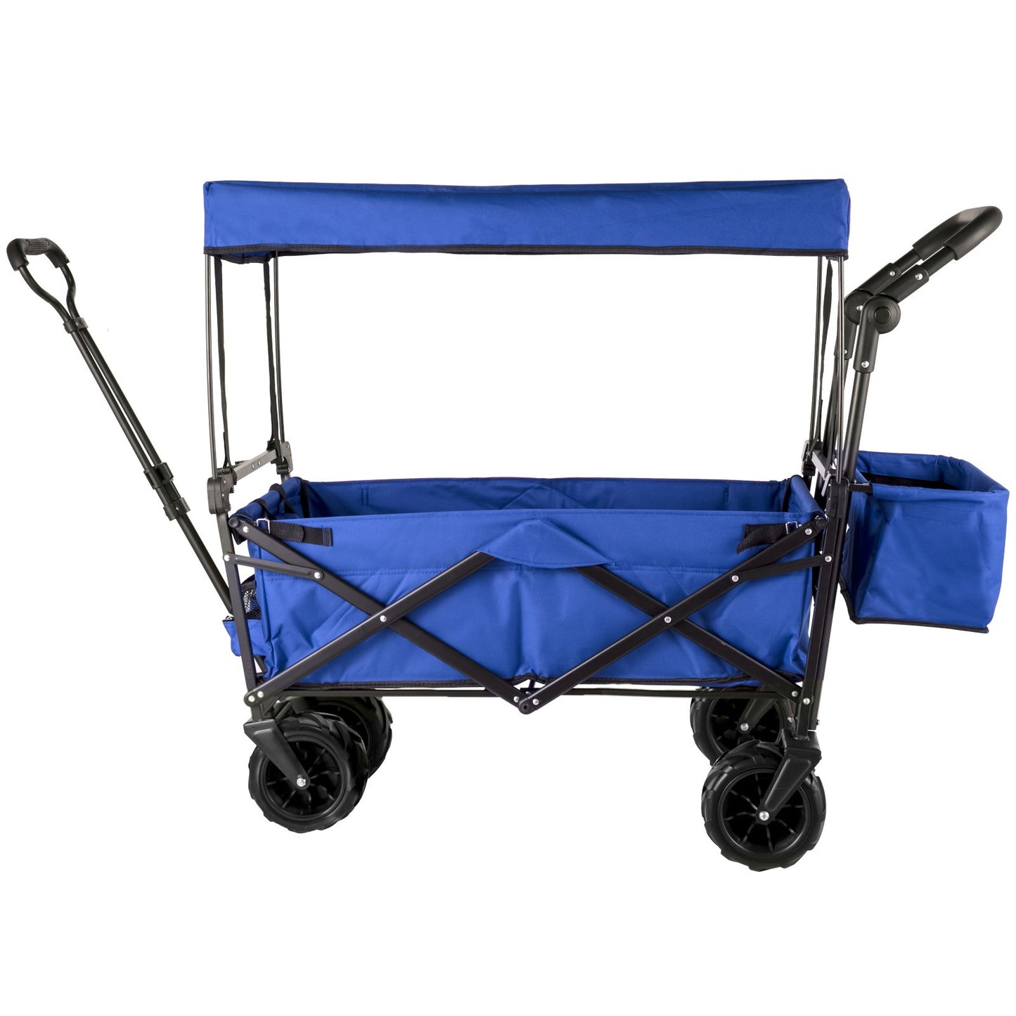Faltbarer Trolley, Faltbarer Trolley mit Abnehmbarem Baldachin 600D Oxford-Gewebe, Faltbarer Trolley Übergroße Räder Tragbare Falttrolleys Verstellbare Griffe, für Strand, Garten, Sport, Blau
