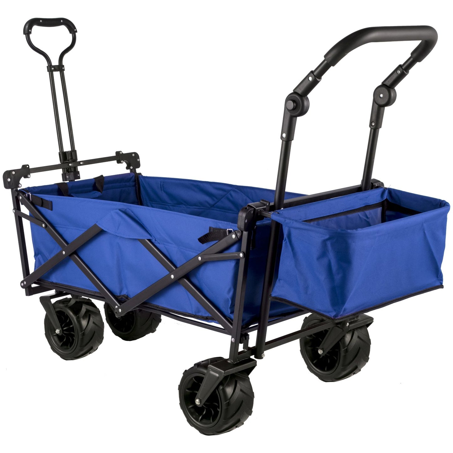 Faltbarer Trolley, Faltbarer Trolley mit Abnehmbarem Baldachin 600D Oxford-Gewebe, Faltbarer Trolley Übergroße Räder Tragbare Falttrolleys Verstellbare Griffe, für Strand, Garten, Sport, Blau