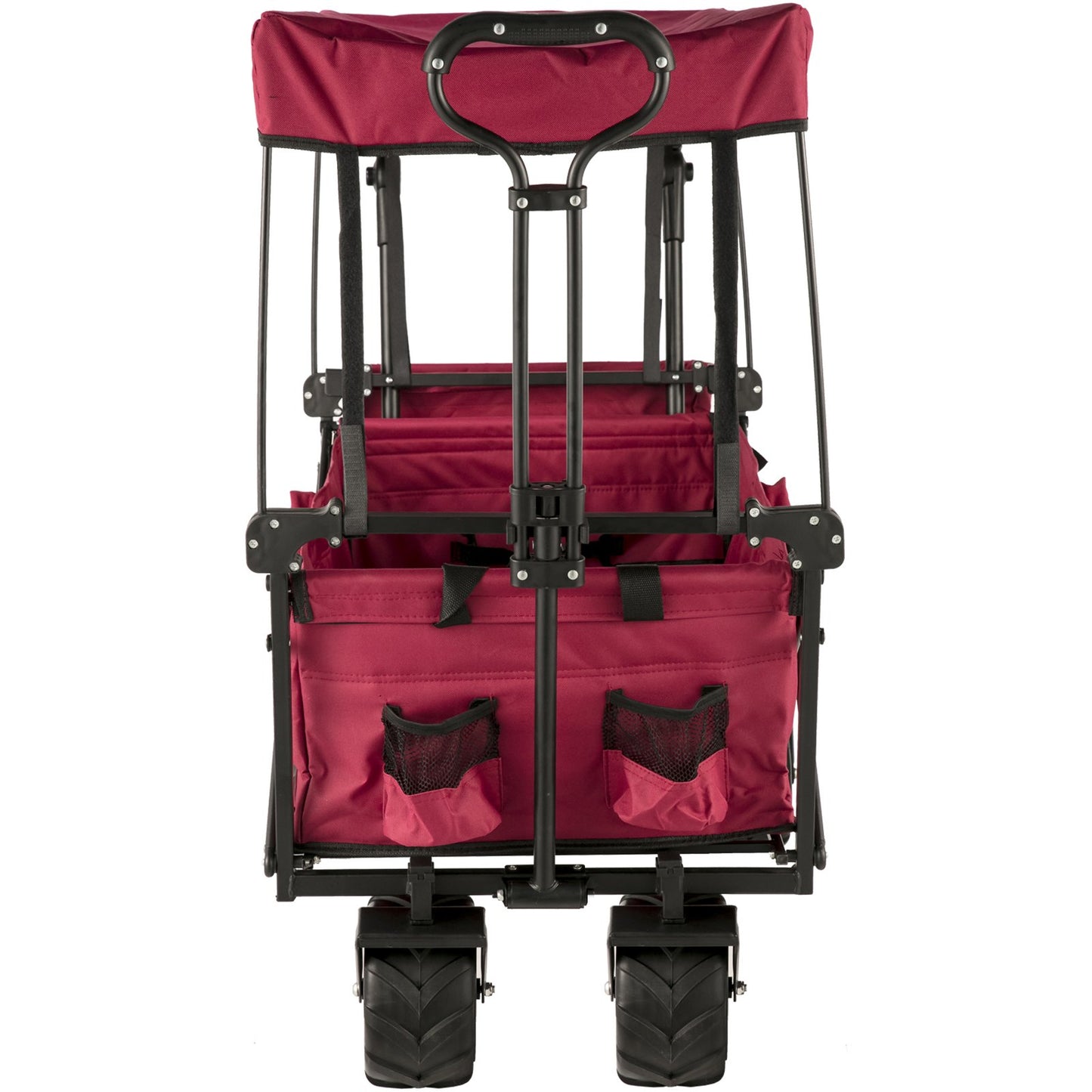 Faltbarer Trolley, Faltbarer Trolley mit abnehmbarem Baldachin 600D Oxford-Gewebe, Faltbarer Trolley Übergroße Räder Tragbarer Faltbarer Trolley Verstellbare Griffe, für Strand, Garten, Sport, Rot