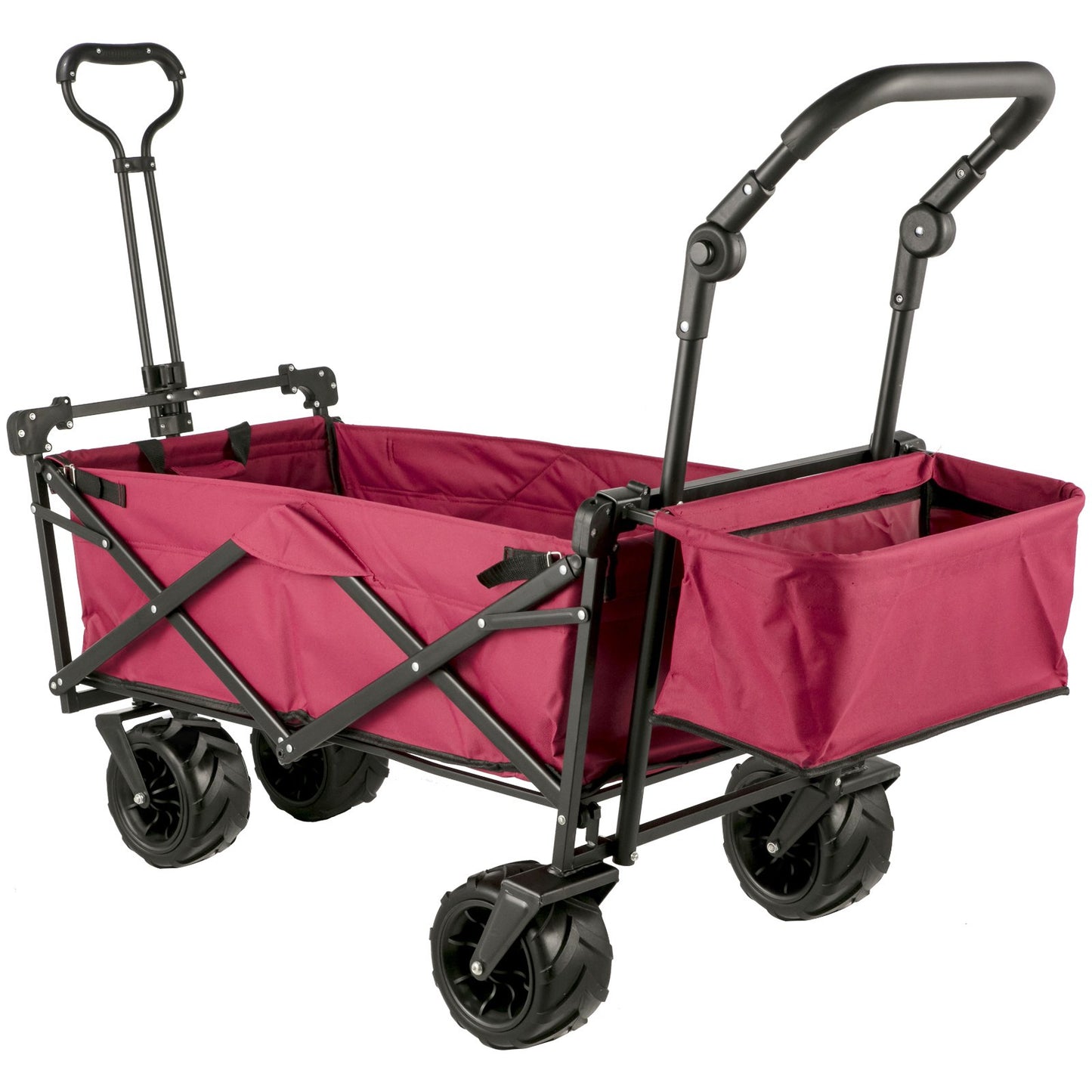 Faltbarer Trolley, Faltbarer Trolley mit abnehmbarem Baldachin 600D Oxford-Gewebe, Faltbarer Trolley Übergroße Räder Tragbarer Faltbarer Trolley Verstellbare Griffe, für Strand, Garten, Sport, Rot