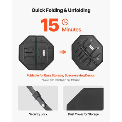 1220 mm Hopfällbart Pokerbord Hopfällbart 8-spelares Casino Texas Hold'em-bord