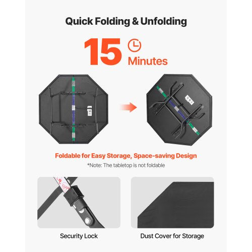 1220 mm Hopfällbart Pokerbord Hopfällbart 8-spelares Casino Texas Hold'em-bord