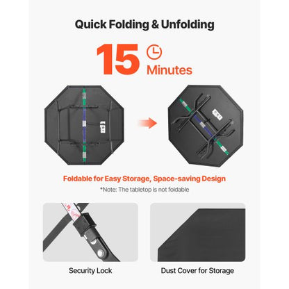 1220 mm Hopfällbart Pokerbord Hopfällbart 8-spelares Casino Texas Hold'em-bord