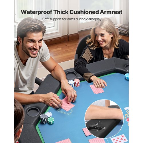 1220 mm Hopfällbart Pokerbord Hopfällbart 8-spelares Casino Texas Hold'em-bord