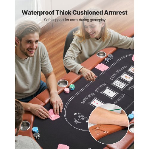 1828,8 mm Hopfällbart pokerbord Hopfällbart casinobord för 8 spelare Texas Hold'em