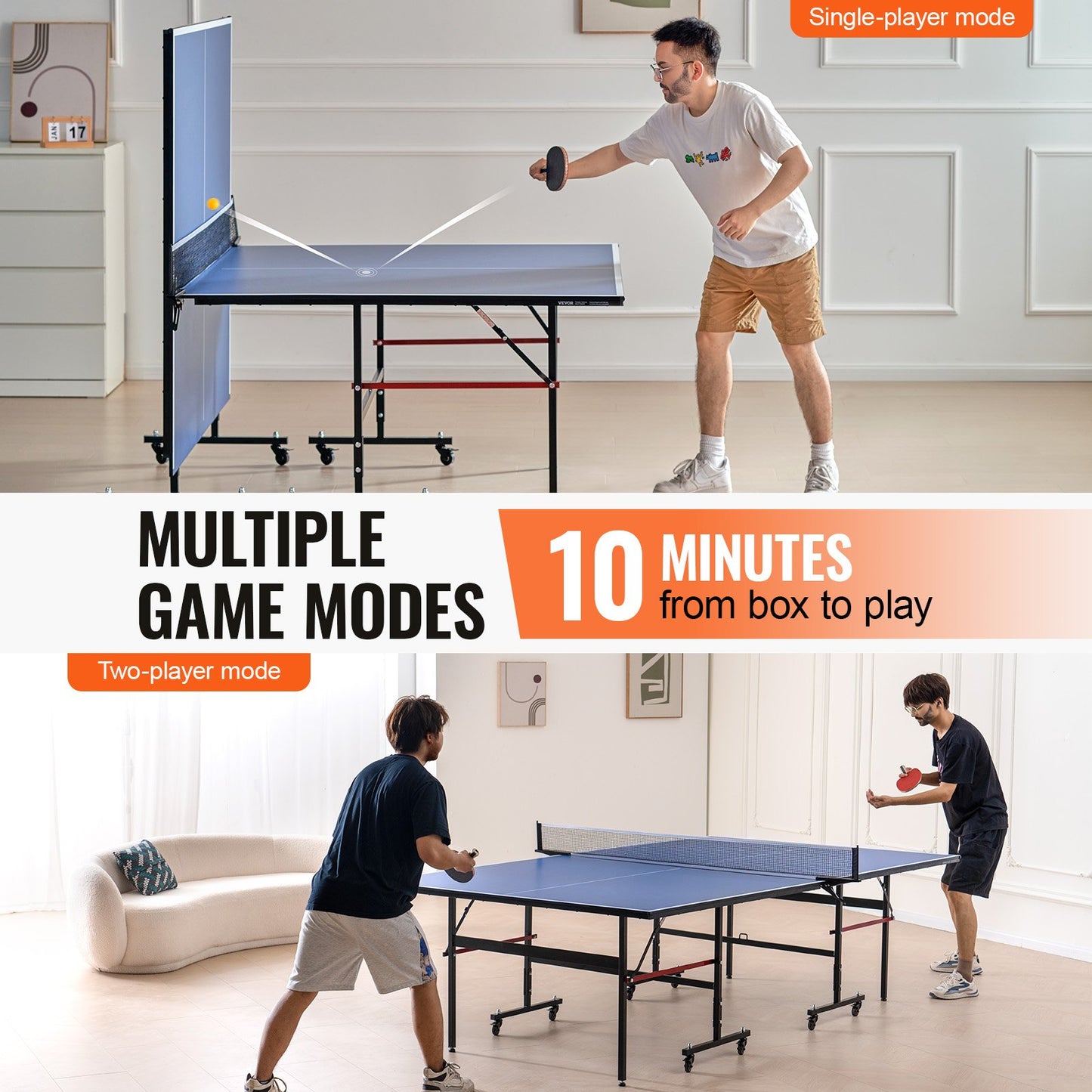 Ping Pong Tisch Faltbarer Tischtennis Spieltisch Indoor mit Klemmnetz