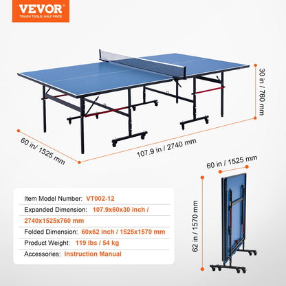 Ping Pong Tisch Faltbarer Tischtennis Spieltisch Indoor mit Klemmnetz