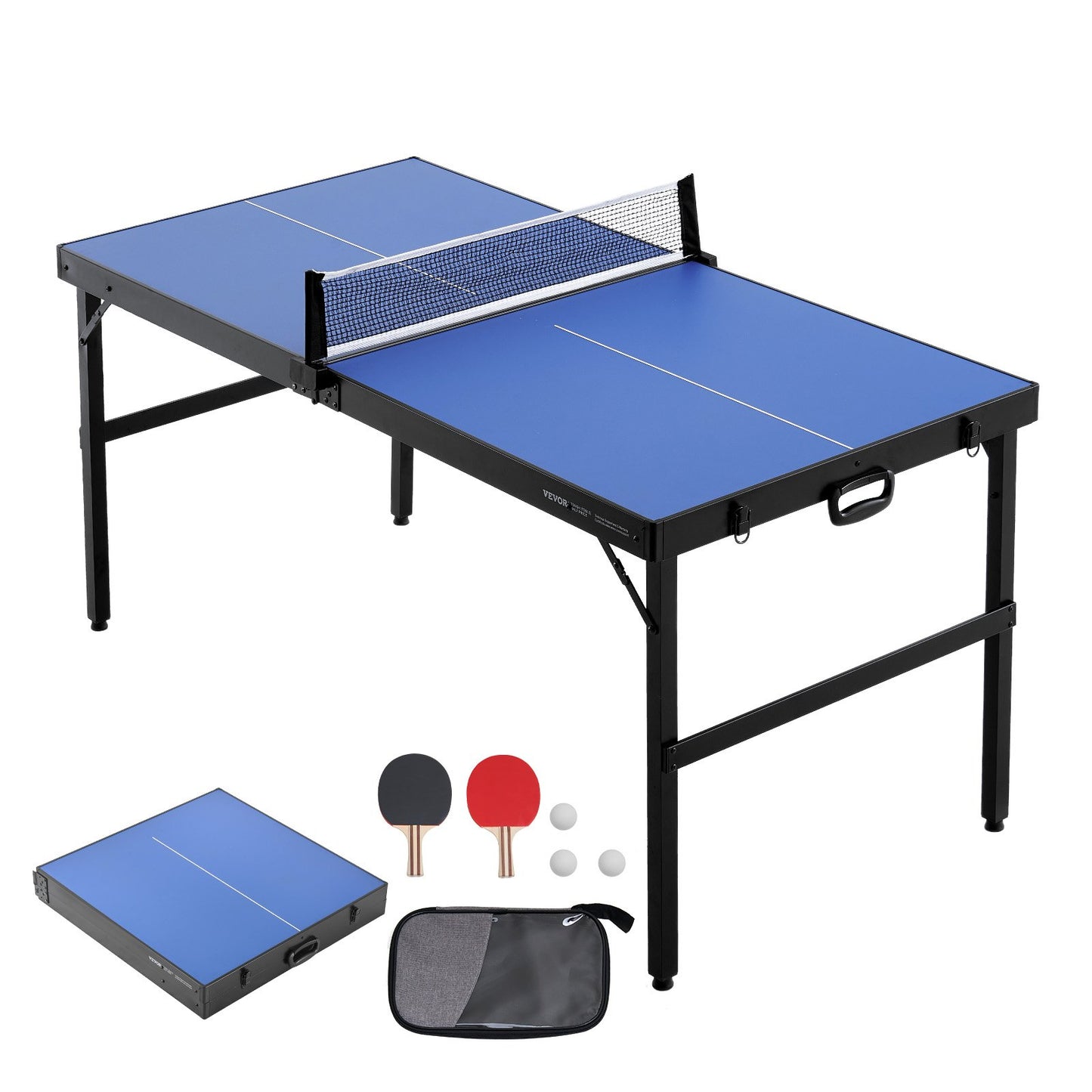 Mittelgroßer Ping-Pong-Tisch, faltbarer Indoor-Tischtennis-Spieltisch mit Netz