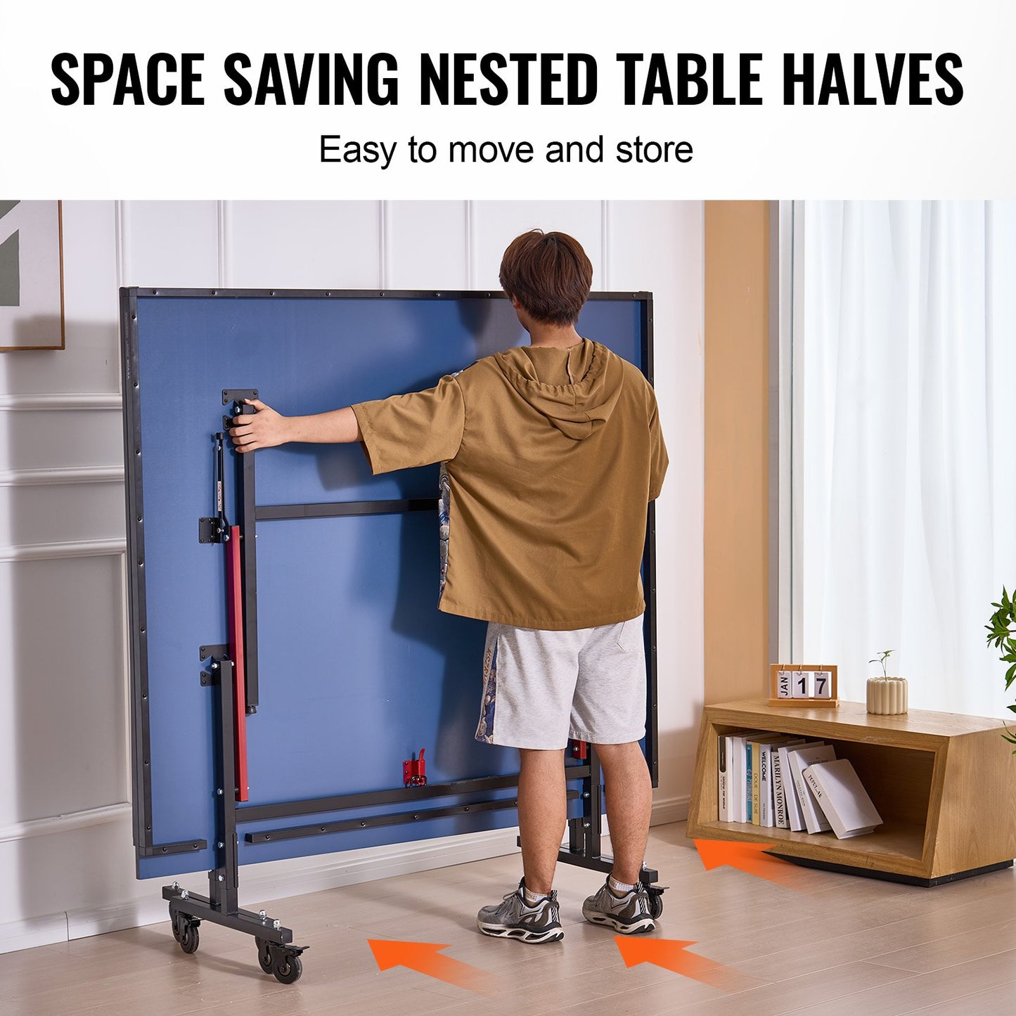 Ping Pong Bord Hopfällbart Bordtennis Spelbord inomhus med klämnät