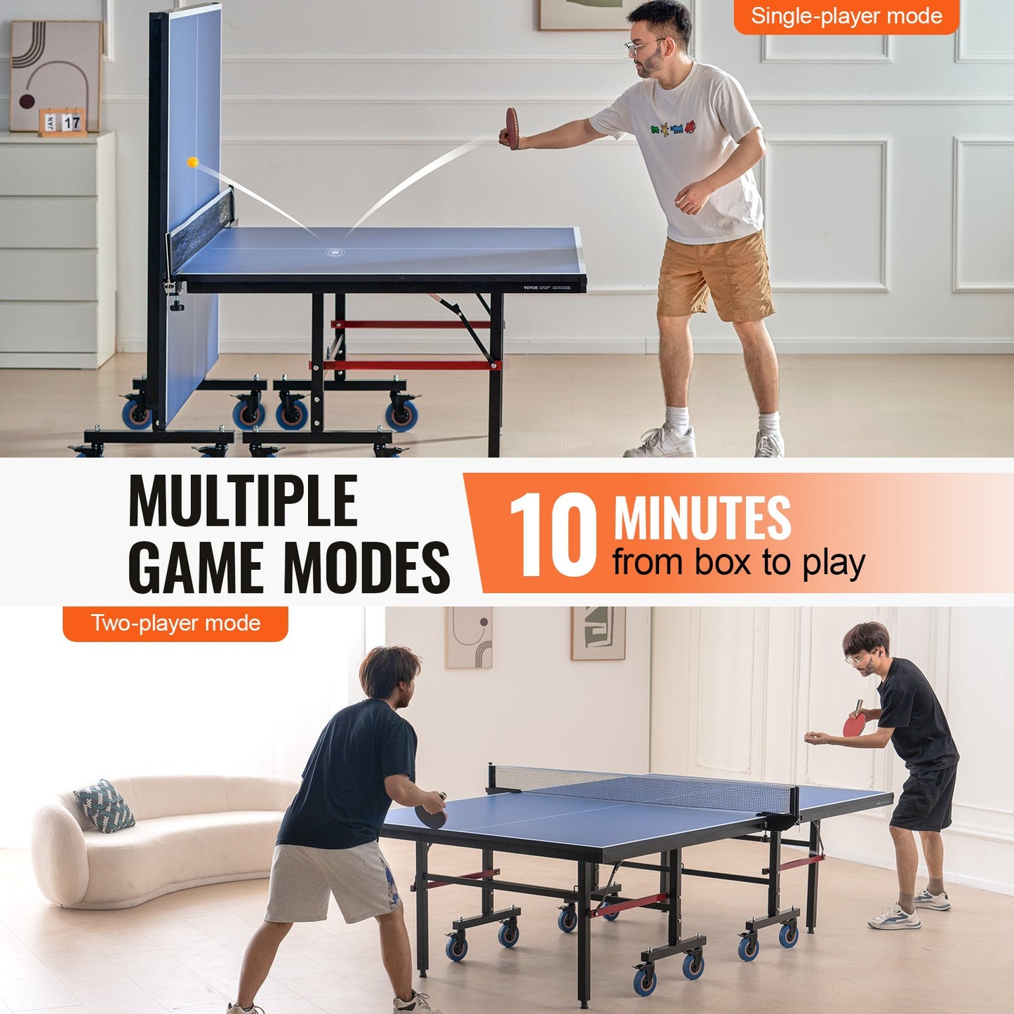 Ping Pong Tisch Faltbarer Tischtennis Spieltisch Indoor mit Klemmnetz