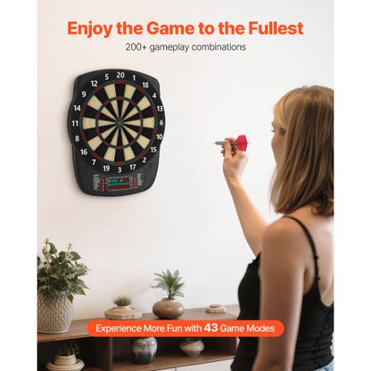 elektronisk darttavla, 336 mm måldarttavla med 43 spel och 200+ varianter för upp till 8 spelare, 6 dartskaft med flights och 50 mjuka spetsar, LCD-färgskärm för spelrum för hemmafester |  EU