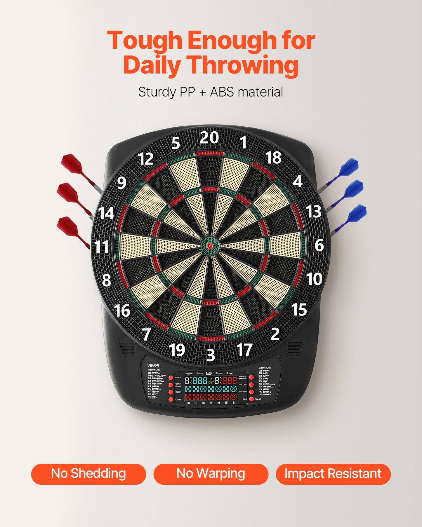 Electronic Dart Board, 13.5" Target Dartboard with 43 Games & 200+ Variations for Up to 8 Players, 6 Dart Shafts with Flights & 50 Soft Tips, Color LCD Scoring Screen for Home Party Game Rooms
