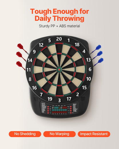 Electronic Dart Board, 13.5" Target Dartboard with 43 Games & 200+ Variations for Up to 8 Players, 6 Dart Shafts with Flights & 50 Soft Tips, Color LCD Scoring Screen for Home Party Game Rooms