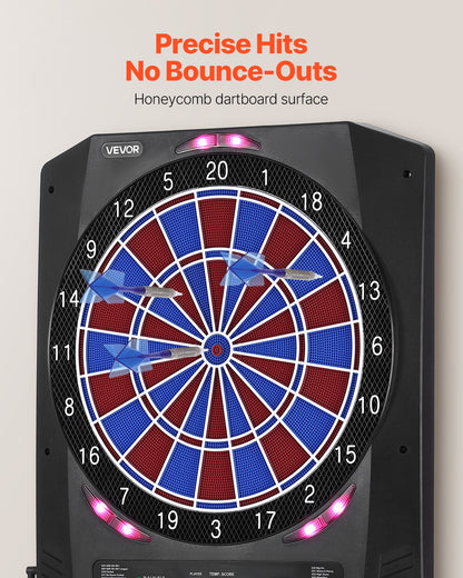 Electronic Dart Board, 13.5" Target Dartboard with 45 Games & 474 Variations for Up to 8 Players, 6 Dart Shafts with Flights & 50 Soft Tips, Color LED Cricket Scoring Screen for Home Party Bar