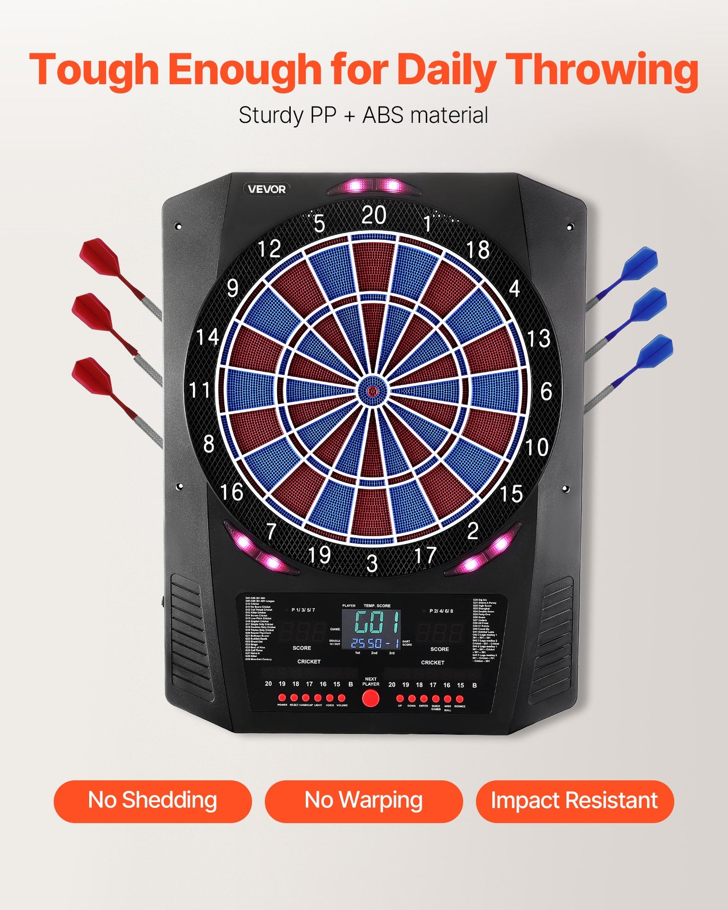 Electronic Dart Board, 13.5" Target Dartboard with 45 Games & 474 Variations for Up to 8 Players, 6 Dart Shafts with Flights & 50 Soft Tips, Color LED Cricket Scoring Screen for Home Party Bar