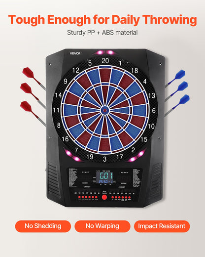 Electronic Dart Board, 13.5" Target Dartboard with 45 Games & 474 Variations for Up to 8 Players, 6 Dart Shafts with Flights & 50 Soft Tips, Color LED Cricket Scoring Screen for Home Party Bar