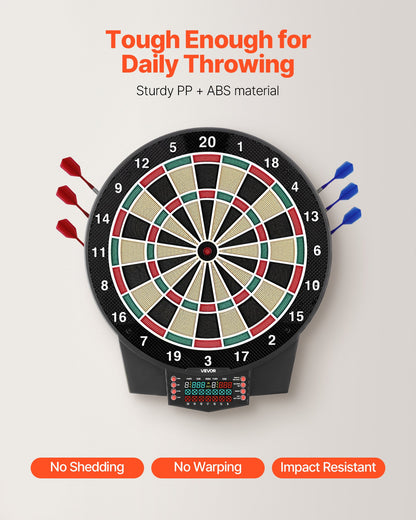 Electronic Dart Board, 15.5" Target Dartboard with 43 Games & 320+ Variations for Up to 8 Players, 6 Dart Shafts with Flights & 50 Soft Tips, Color LCD Scoring Screen for Home Party Game Room
