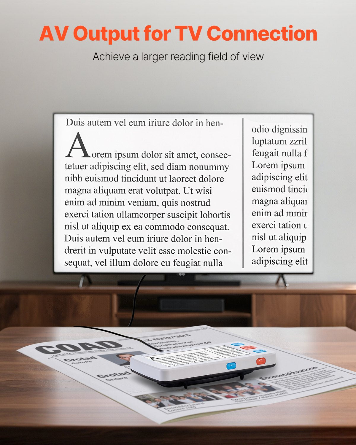Portable Digital Magnifier, 5-inch HD Electronic Video Magnifier for Low Version, 4X - 32X Zoom Electronic Reading Aid with 17 Color Mode, AV Output, Foldable Handle & 5-Level Screen Brightness