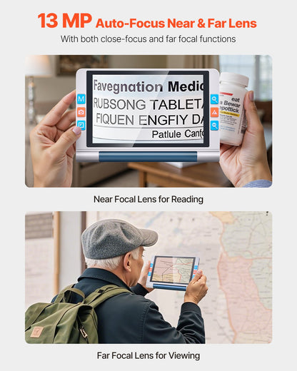 Portable Digital Magnifier, 8-inch Touchscreen Electronic Video Magnifier for Low Version, 2X - 20X Electronic Reading Aid with 13MP Auto-Focus HD Lens, 26 Color Mode, HDMI Output & 16GB Storage