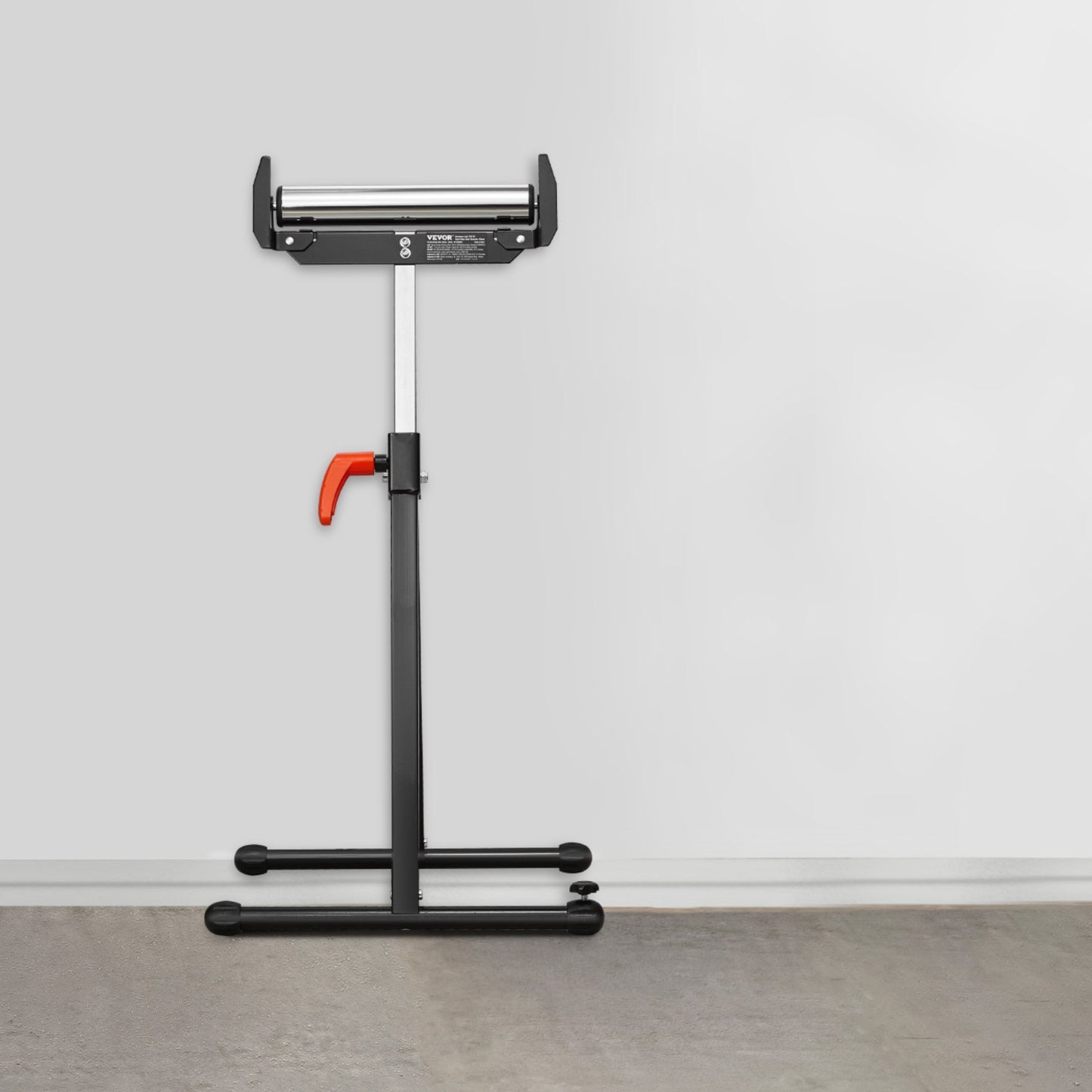 Roller Stand, 250 lb Load Capacity, 27 in-43 in Adjustable Height, Folding Heavy Duty with Edge Guides & 11.5 in Polished Steel Roller Head, for Table Saw Outfeed Woodworking Extension Support