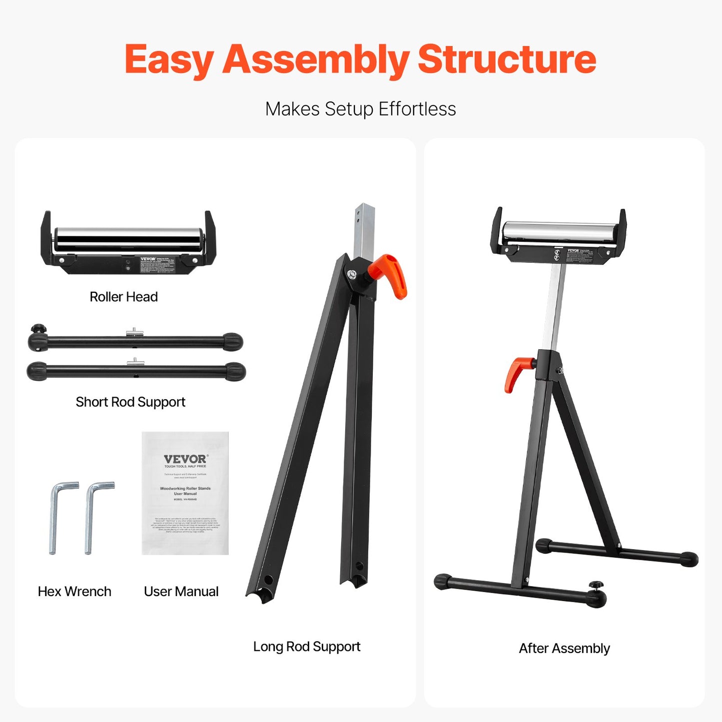 2er-Pack Rollenständer, maximale Belastung 250 lb, verstellbar 27-43 Zoll, für die Holzbearbeitung