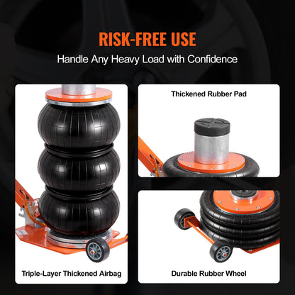 Air Jack 3 Ton/6600 lbs pneumatisk domkraft med förhöjd kolumn för Sedan