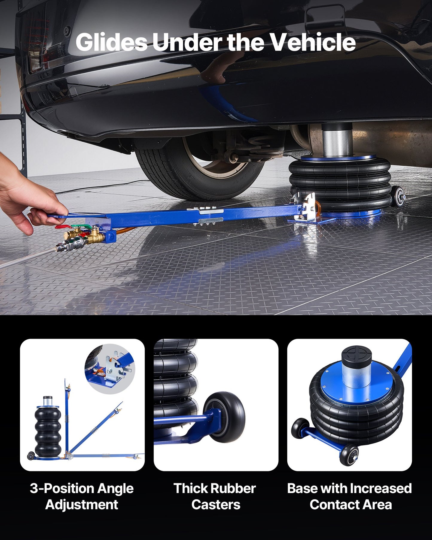 Air Jack, 6 Ton/13227 lbs Airbag Jack, Lift Up to 26.5 inch with Heightened Column, Adjustable Handle & Thick Rubber Pad, 2-5 s Fast Lifting Pneumatic for Car, SUV, Pickup Truck Repair, Garage