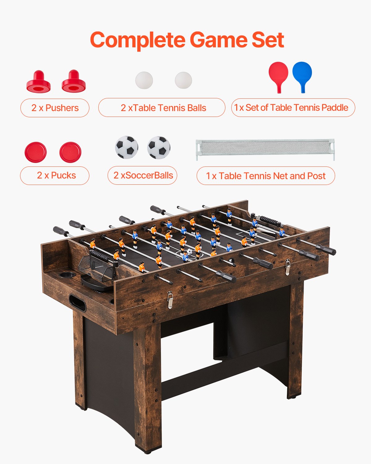 3-in-1 Combo Game Table Set, 54" Air Hockey Table, Multi Combination Table with Air Hockey, Ping Pong, Foosball, Pushers & Pucks, Air Powered Arcade Hockey Table for Family Game Room Office