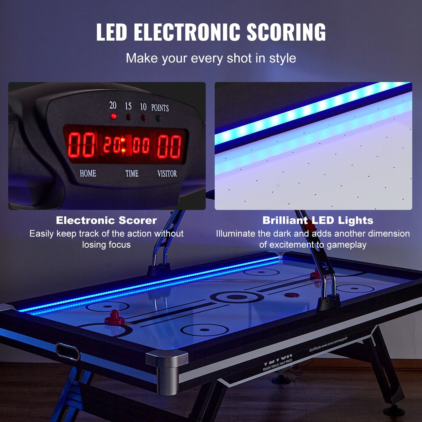 Air-Powered Hockey Bord Sport Hockey Game Pushers Puckar LED Scoring
