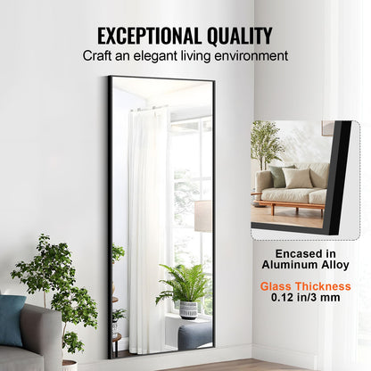 Full Length Floor Mirror 71'' x 31'' Freestanding Wall Mounted with Stand