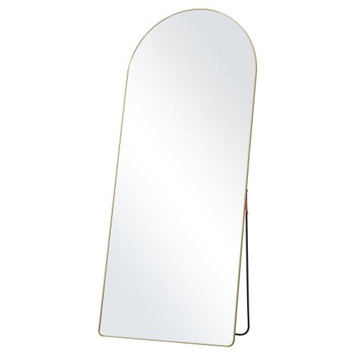 Arched Full Length Mirror, 71'' x 30'', Large Free Standing Leaning Hanging Wall Mounted Floor Mirror with Stand Aluminum Alloy Frame, Full Body Dressing Mirror for Living Room Bedroom, Black