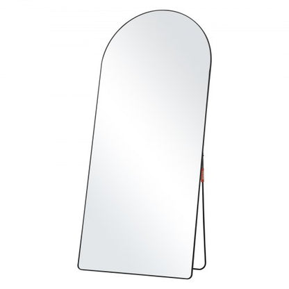 Arched Full Length Mirror, 71'' x 32'', Large Free Standing Leaning Hanging Wall Mounted Floor Mirror with Stand Aluminum Alloy Frame, Full Body Dressing Mirror for Living Room Bedroom, Black