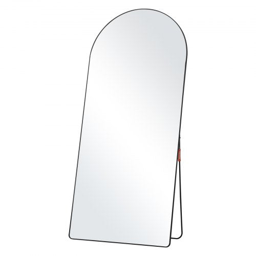 Arched Full Length Mirror, 71'' x 32'', Large Free Standing Leaning Hanging Wall Mounted Floor Mirror with Stand Aluminum Alloy Frame, Full Body Dressing Mirror for Living Room Bedroom, Black