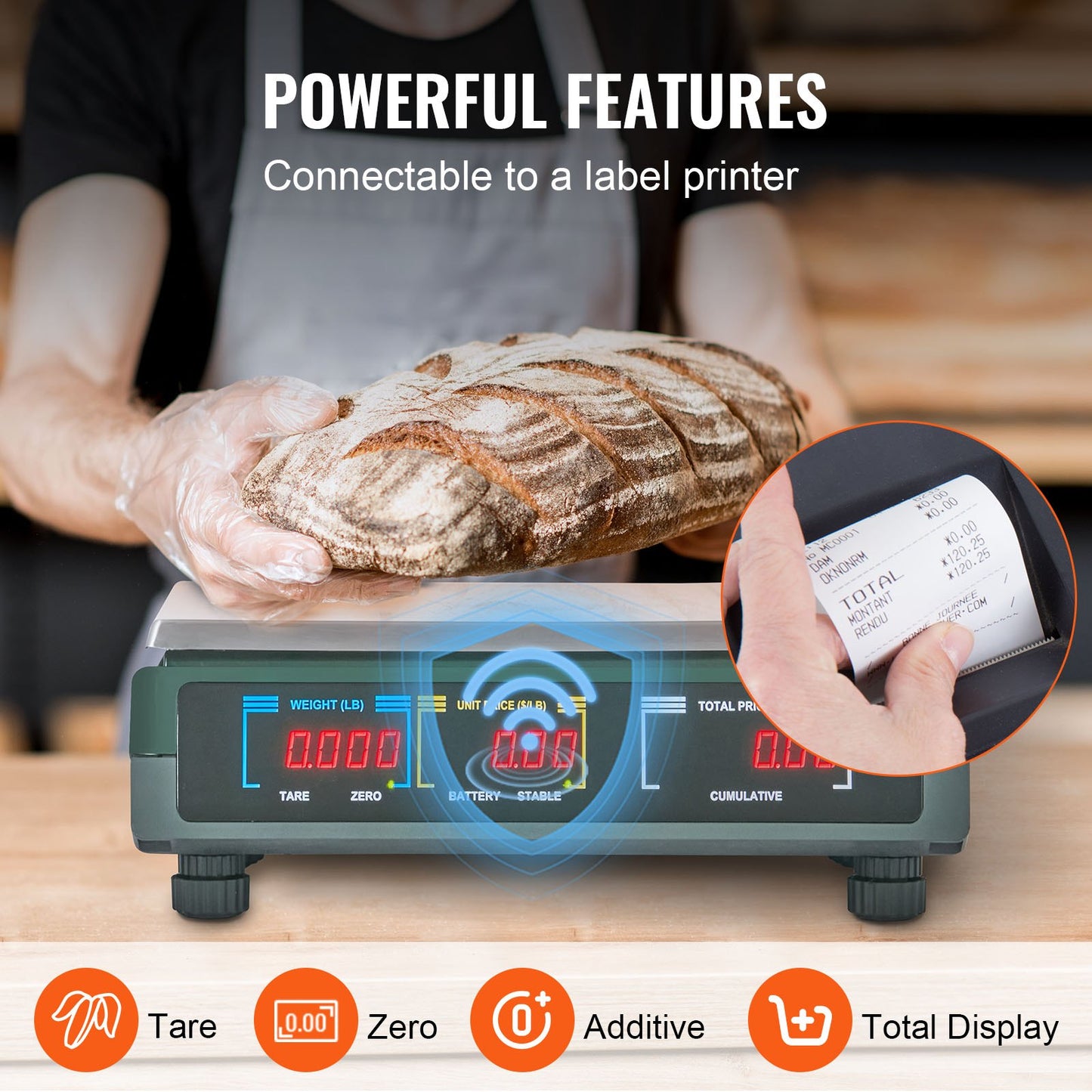 Electronic Price Computing Scale, 66 LB Digital Deli Weight Scales, LED Digital Commercial Food Fruit Meat Produce Counting Weight, for Retail Outlet Store, Kitchen, Restaurant Market, Farmer