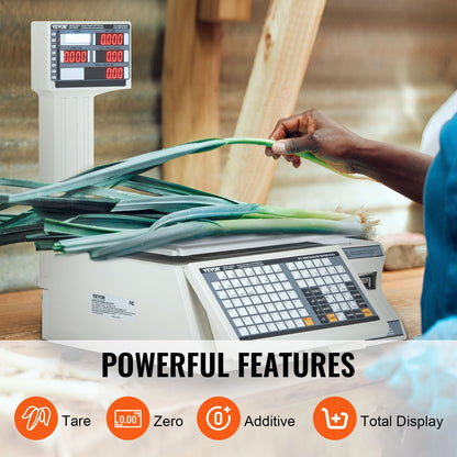 Electronic Price Computing Scale, 66 LB Digital Deli Weight Scales, LCD & LED Digital Commercial Food Fruit Meat Produce Counting Weight, for Retail Store, Kitchen, Restaurant Market, and Farmer