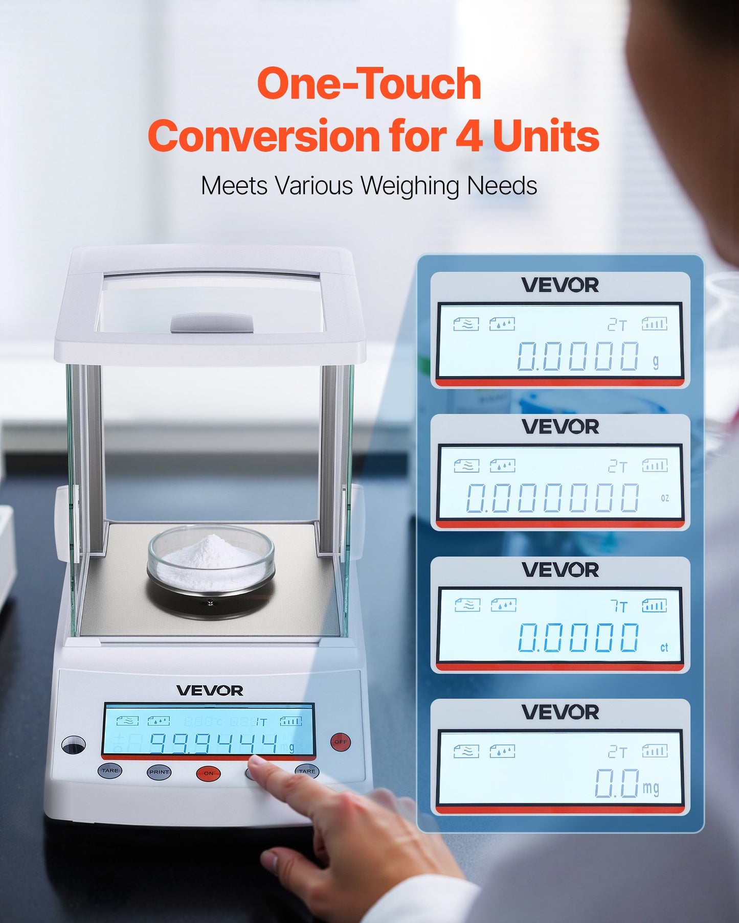 Analytical Balance, 220 g x 0.1 mg, 0.0001 g High Precision Accuracy Lab Scale, g/oz/ct/mg 4 Units Electronic Digital Analytical Balance with Glass Draft Shield, for Laboratory Jewelry Pharmacy