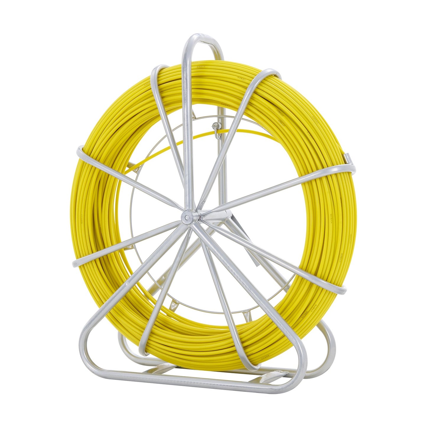 Fish Tape Fiberglass, 492 ft, 5/16 in, Duct Rodder Fishtape Wire Puller, Cable Running Rod with Steel Reel Stand, 3 Pulling Heads, Fishing Tools for Walls and Electrical Conduit, Non-Conductive