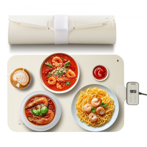 Electric Warming Tray, Food Warming Mat for Buffet, Rollable & Portable Silicone Food Warmer with 4 Adjustable Temperature Settings, Auto Shut-Off & Child Lock, Perfect for Parties, Catering