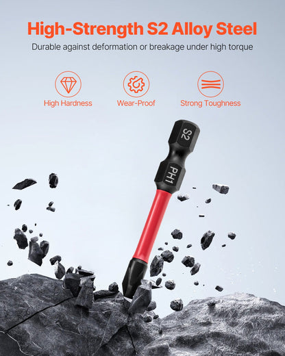 Screwdriver Bit Set, 101-Piece, Magnetic Phillips, Pozidriv, Slotted, Square, Torx, Hex Bits, Hex Nut Sockets, Extension Rod with Storage Case, High-Strength S2 Alloy Steel, Blackened Finish
