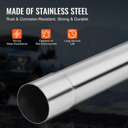 Exhaust Kit, 16pcs, DIY Universal Stainless Steel Exhaust Kit with Slip-Fit Joint & Large Exhaust Tube, Rust-Proof Exhaust Pipe for Exhaust System, Fit for Garage/Auto Repair Store/4S Store