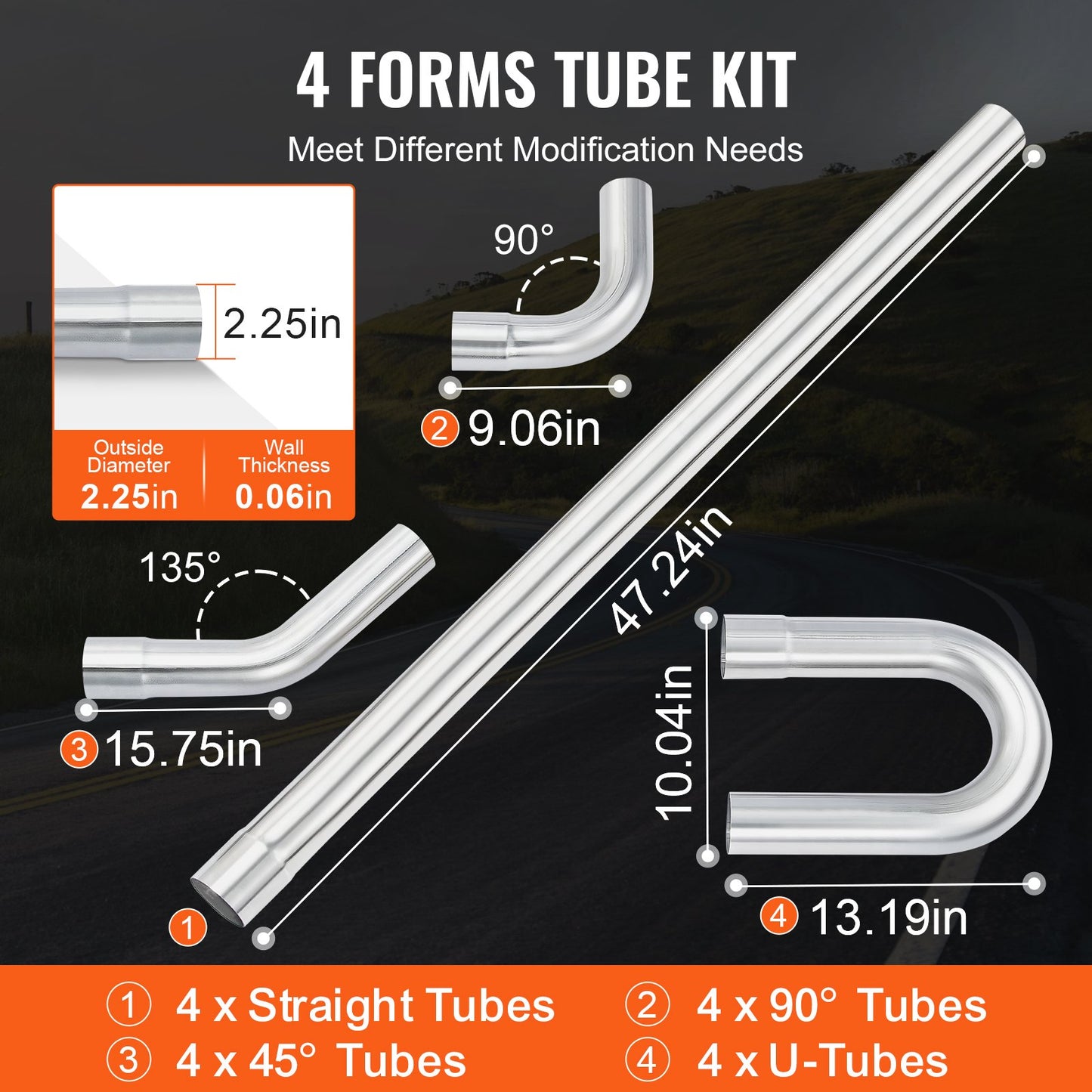 Exhaust Kit, 16pcs, DIY Universal Galvanized Steel Exhaust Kit with Slip-Fit Joint & Large Exhaust Tube, Rust-Proof Exhaust Pipe for Exhaust System, Fit for Garage/Auto Repair Store/4S Store