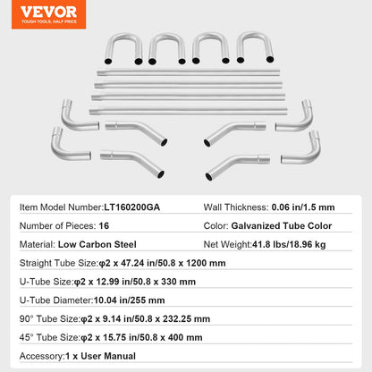 DIY Universal Exhaust Kit 16 Piece Exhaust Pipe Kit with Slip-Fit Joint