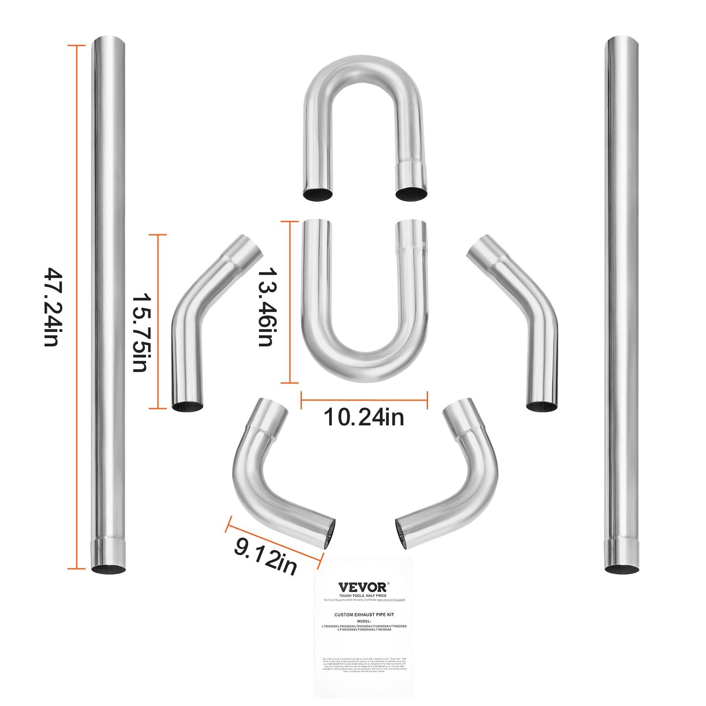 DIY-Universal-Auspuff-Kit 8-teiliges Auspuffrohr-Kit mit Slip-Fit-LED