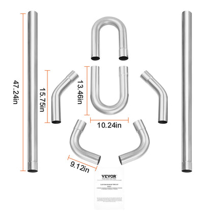 DIY-Universal-Auspuff-Kit 8-teiliges Auspuffrohr-Kit mit Slip-Fit-LED