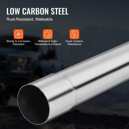 Exhaust Kit, 8 Pieces, DIY Universal Galvanized Steel Exhaust Kit with Slip-Fit Joint & Large Exhaust Tube, Rust-Proof Exhaust Pipe for Exhaust System, Fit for Garage/Auto Repair Store/4S Store