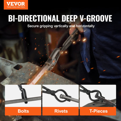 Schmiedezange, 18-Zoll-V-Bit-Bolzenzange, Schmiedezange aus Kohlenstoffstahl mit A3-Stahlnieten, für lange, unregelmäßige und stachelförmige Schmiedestücke, für Anfänger und erfahrene Schmiede und Klingenschmiede