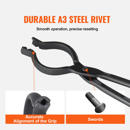 Schmiedezange, 18-Zoll-V-Bit-Bolzenzange, Schmiedezange aus Kohlenstoffstahl mit A3-Stahlnieten, für lange, unregelmäßige und stachelförmige Schmiedestücke, für Anfänger und erfahrene Schmiede und Klingenschmiede